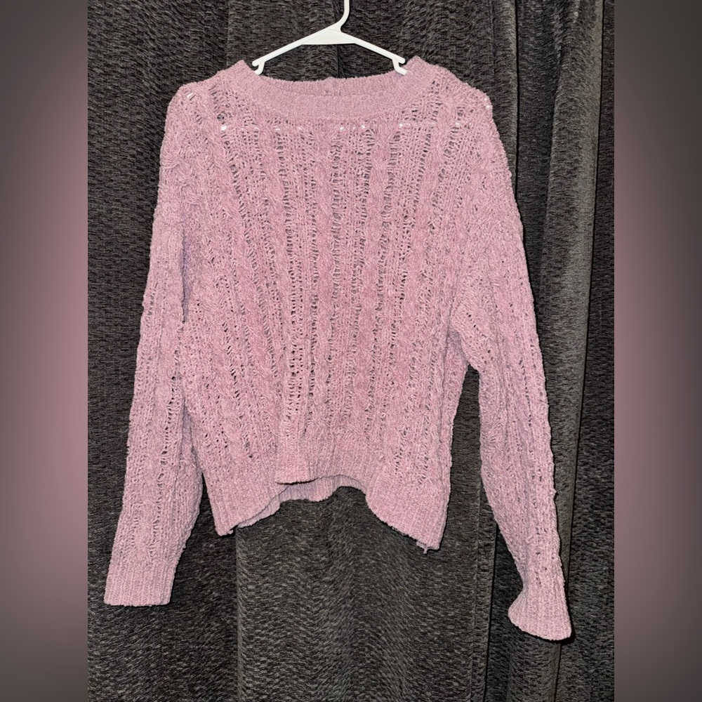 Pink American Eagle Cable Knit Sweater